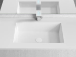 Plan vasque lavabo, sur mesure, Largeur 70 à 200 cm x Profondeur 40 à 80 cm, résine composite de haute qualité, Finition lisse blanc BRILLANT laqué ou mate, Livraison Offerte.